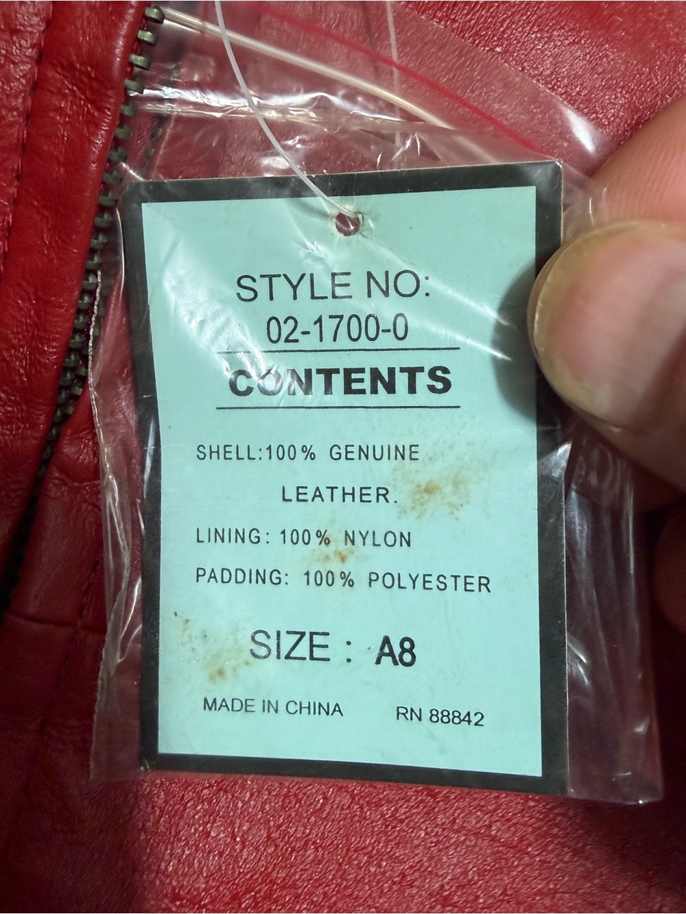 Vintage VENEZIA GENUINE Leather COLLARED Red Coat Fully Lined Insulated A8 - Picture 5 of 13